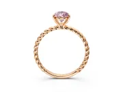 Solitaire Engagement Ring Setting for Fancy Pink Pear-Shaped Center with Plain Twisted Rope Band and Prong Head in Rose Gold