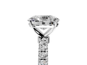 Open Basket Engagement Ring Setting for Oval Center with Pave Band and Prong Head in Sterling Silver