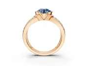 Bezel Engagement Ring Setting for Fancy Blue Round Cut Center with Wide Channel-Set Band and Bezel Head in Rose Gold