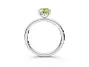 Hidden Halo Engagement Ring Setting for Fancy Yellow Oval Center with Thin Rounded Band and Prong Head in Platinum