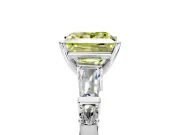 Bar-Set Engagement Ring Setting for Fancy Yellow Princess Cut Center with Tapered Baguette Accents and Prong Head in White Gold