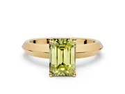 Solitaire Engagement Ring Setting for Fancy Yellow Emerald Cut Center with Wide Knife Ridge Band and Prong Head in Yellow Gold