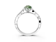 Solitaire Engagement Ring Setting for Fancy Green Pear-Shaped Center with Twisted Pave Split Shank and Prong Head in Sterling Silver