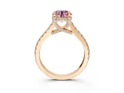 Solitaire Engagement Ring Setting for Fancy Pink Round Cut Center with Widening Pave Band and Claw Prong Head in Rose Gold