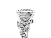 Solitaire Engagement Ring Setting for Princess Cut Center with Marquise Accent Twist Band and Prong Head in Sterling Silver