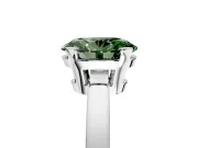 Solitaire Engagement Ring Setting for Fancy Green Oval Center with Plain Band and Flat Tab Prong Head in White Gold