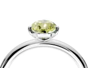 Low-Set Solitaire Engagement Ring Setting for Fancy Yellow Pear-Shaped Center with Thin Plain Band and Prong Head in Platinum