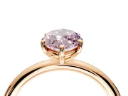 Low-Set Solitaire Engagement Ring Setting for Fancy Pink Oval Center with Thin Plain Band and Prong Head in Rose Gold