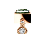 Vintage Station Engagement Ring Setting for Fancy Green Princess Cut Center with Accents and Prong Head in Rose Gold