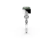 Vintage Station Engagement Ring Setting for Fancy Green Princess Cut Center with Accents and Prong Head in Sterling Silver