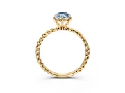Solitaire Engagement Ring Setting for Fancy Blue Marquise Center with Plain Twisted Rope Band and Prong Head in Yellow Gold