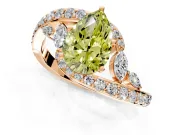 Solitaire Engagement Ring Setting for Fancy Yellow Pear-Shaped Center with Pave Bypass Twist Band and Prong Head in Rose Gold