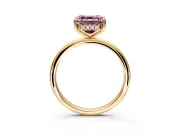 Hidden Halo Engagement Ring Setting for Fancy Pink Asscher Cut Center with Thin Round-Wire Band and Prong Head in Yellow Gold