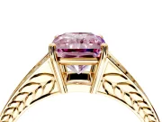 Split Shank Engagement Ring Setting for Fancy Pink Radiant Cut Center with Pave Split Shank and Prong Head in Yellow Gold
