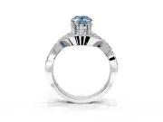 Halo Engagement Ring Setting for Fancy Blue Oval Center with Pave Infinity Twist Band and Prong Head in Platinum