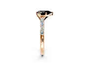 Baguette Engagement Ring Setting for Fancy Black Pear-Shaped Center with Alternating Bar-Set Band and Prong Head in Rose Gold