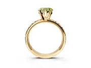 Solitaire Engagement Ring Setting for Fancy Yellow Heart-Shaped Center with XO Engraved Band and Prong Head in Yellow Gold