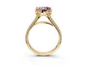 Solitaire Engagement Ring Setting for Fancy Pink Heart-Shaped Center with Accented Split Shank and Prong Head in Yellow Gold