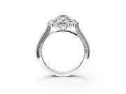 Milgrain Halo Engagement Ring Setting for Marquise Center with Bezel Point Accents and Prong Head in Platinum