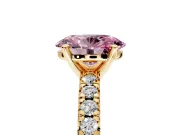 Solitaire Engagement Ring Setting for Fancy Pink Oval Center with Large Accents and Prong Head in Yellow Gold