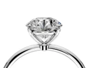 Solitaire Engagement Ring Setting for Round Cut Center with Straight Thin Band and Prong Head in Sterling Silver