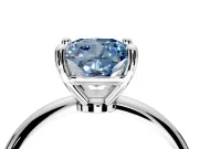 Minimalist Solitaire Engagement Ring Setting for Fancy Blue Cushion Cut Center with Thin Band and Prong Head in White Gold