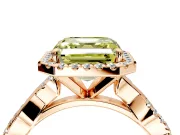 Halo Engagement Ring Setting for Fancy Yellow Asscher Cut Center with Pave and Plain Twist Band and Prong Head in Rose Gold