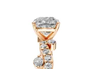 Solitaire Engagement Ring Setting for Cushion Cut Center with Bar-Station Pave Twist and Prong Head in Rose Gold