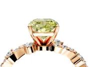 Solitaire Engagement Ring Setting for Fancy Yellow Cushion Cut Center with Bar-Station Pave Twist and Prong Head in Rose Gold