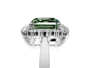 Starburst Halo Engagement Ring Setting for Fancy Green Asscher Cut Center with Flat Cathedral Band and Prong Head in Sterling Silver