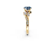 Solitaire Engagement Ring Setting for Fancy Blue Round Cut Center with Marquise Accent Twist Band and Prong Head in Yellow Gold
