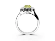 Cluster Halo Engagement Ring Setting for Fancy Yellow Cushion Cut Center with Milgrain Bezel Accents and Prong Head in Platinum