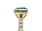Solitaire Engagement Ring Setting for Fancy Green Princess Cut Center with Large Accent Band and Prong Head in Yellow Gold
