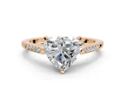 Solitaire Engagement Ring Setting for Heart-Shaped Center with Channel Accents and Prong Head in Rose Gold