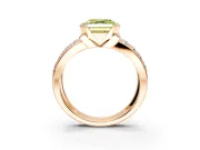 Bezel Engagement Ring Setting for Fancy Yellow Asscher Cut Center with Wide Channel-Set Band and Bezel Head in Rose Gold