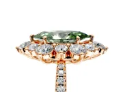 Floral Halo Engagement Ring Setting for Fancy Green Marquise Center with Pave Accents and Prong Head in Rose Gold