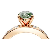 Solitaire Engagement Ring Setting for Fancy Green Marquise Center with Channel-Set Accents and Prong Head in Rose Gold