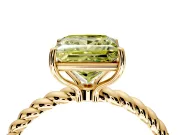 Solitaire Engagement Ring Setting for Fancy Yellow Princess Cut Center with Plain Twisted Rope Band and Prong Head in Yellow Gold
