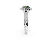 Halo Engagement Ring Setting for Fancy Green Round Cut Center with Square Band and Prong Head in Sterling Silver