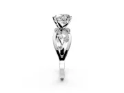 Solitaire Engagement Ring Setting for Heart-Shaped Center with Criss-Cross Accent Band and Prong Head in Sterling Silver