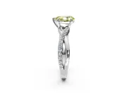 Crossover Engagement Ring Setting for Fancy Yellow Pear-Shaped Center with Pave and Plain Strands and Prong Head in Sterling Silver
