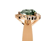 Halo Engagement Ring Setting for Fancy Green Heart-Shaped Center with Square Band and Prong Head in Rose Gold