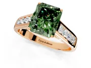 Solitaire Engagement Ring Setting for Fancy Green Radiant Cut Center with Round Cut Channel Band and Prong Head in Rose Gold