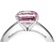 Solitaire Engagement Ring Setting for Fancy Pink Asscher Cut Center with Flat-Sided Plain Band and Prong Head in White Gold