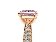 Solitaire Engagement Ring Setting for Fancy Pink Princess Cut Center with Multi-Row Accents and Prong Head in Rose Gold