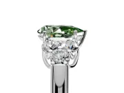 Cluster Engagement Ring Setting for Fancy Green Pear-Shaped Center with Round Cut Accent Frame and Prong Head in Sterling Silver
