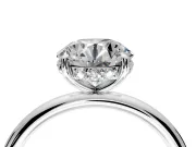 Solitaire Engagement Ring Setting for Round Cut Center with Plain Band, Open Basket and Prong Head in Platinum