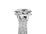 Solitaire Engagement Ring Setting for Oval Center with Multi-Row Pave Accents and Basket Head in Platinum