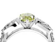 Channel-Set Engagement Ring Setting for Fancy Yellow Marquise Center with Baguette Band and Prong Head in Platinum