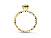Solitaire Engagement Ring Setting for Fancy Yellow Emerald Cut Center with Plain Twisted Rope Band and Prong Head in Yellow Gold